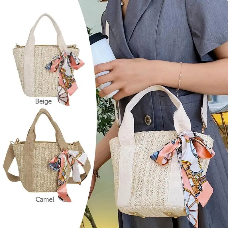 Шелковый декор сумки через плечо повседневные женские плетеная солома маленькие