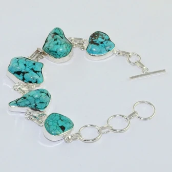 

Turquois Silver Overlay on Copper Bracelet , 21.6 cm, B1523
