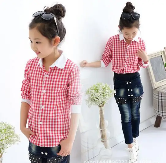 

2021 Spring Children's Clothes Girls Blouses Casual Long Sleeve Cotton Girl Blouses For Girls Kids Shirts Turn-down Shirts Tops