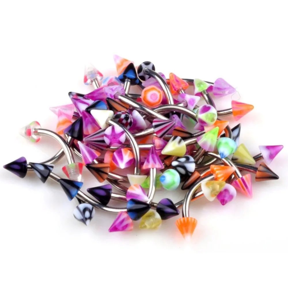 20 шт./лот смешанный акриловый барбель из нержавеющей стали изогнутый для языка