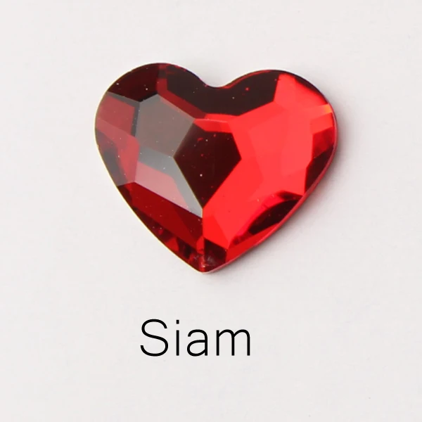 Siam Модные новые стильные 3D Стразы для ногтей 10 мм стеклянные кристаллы в форме сердца с плоской задней стороной для украшения ногтей DIY Стразы - Цвет: Siam