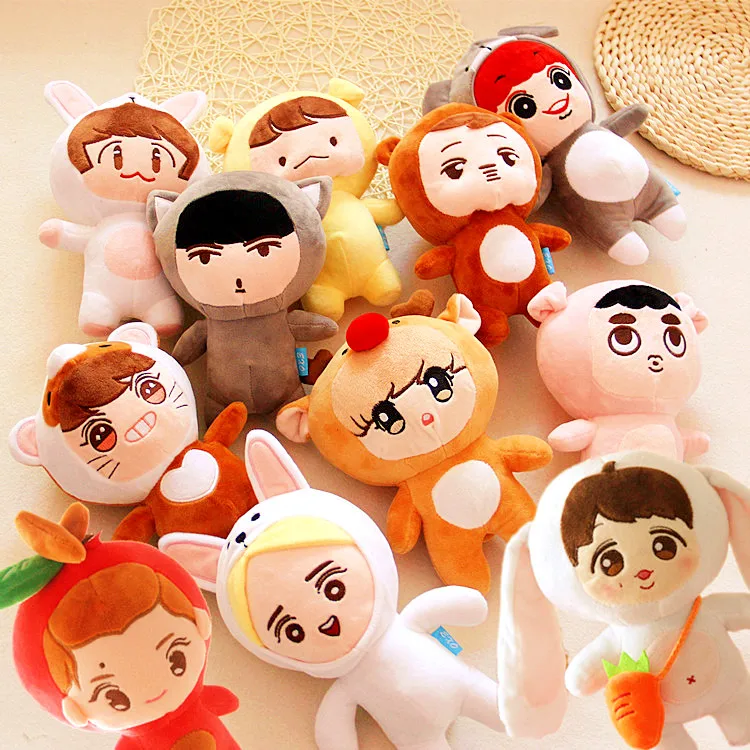 23 см KPOP EXO Плюшевая Кукла Kawaii Корея мода Superstar Kyungsoo D.O Baek Hyun Чан Ёль Кай фигурки плюшевые игрушки для девочек Поклонники подарок