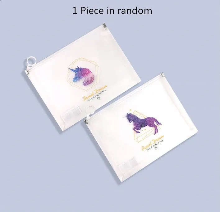 A4 1 Piece in random 1 шт., водонепроницаемая сумка на молнии, Kawaii, единорог, А4, папка для файлов, стол, бумага для документов, органайзер, чехол, для офиса, учебы, сумки для хранения, канцелярские принадлежности - Цвет: A4 1 Piece in random