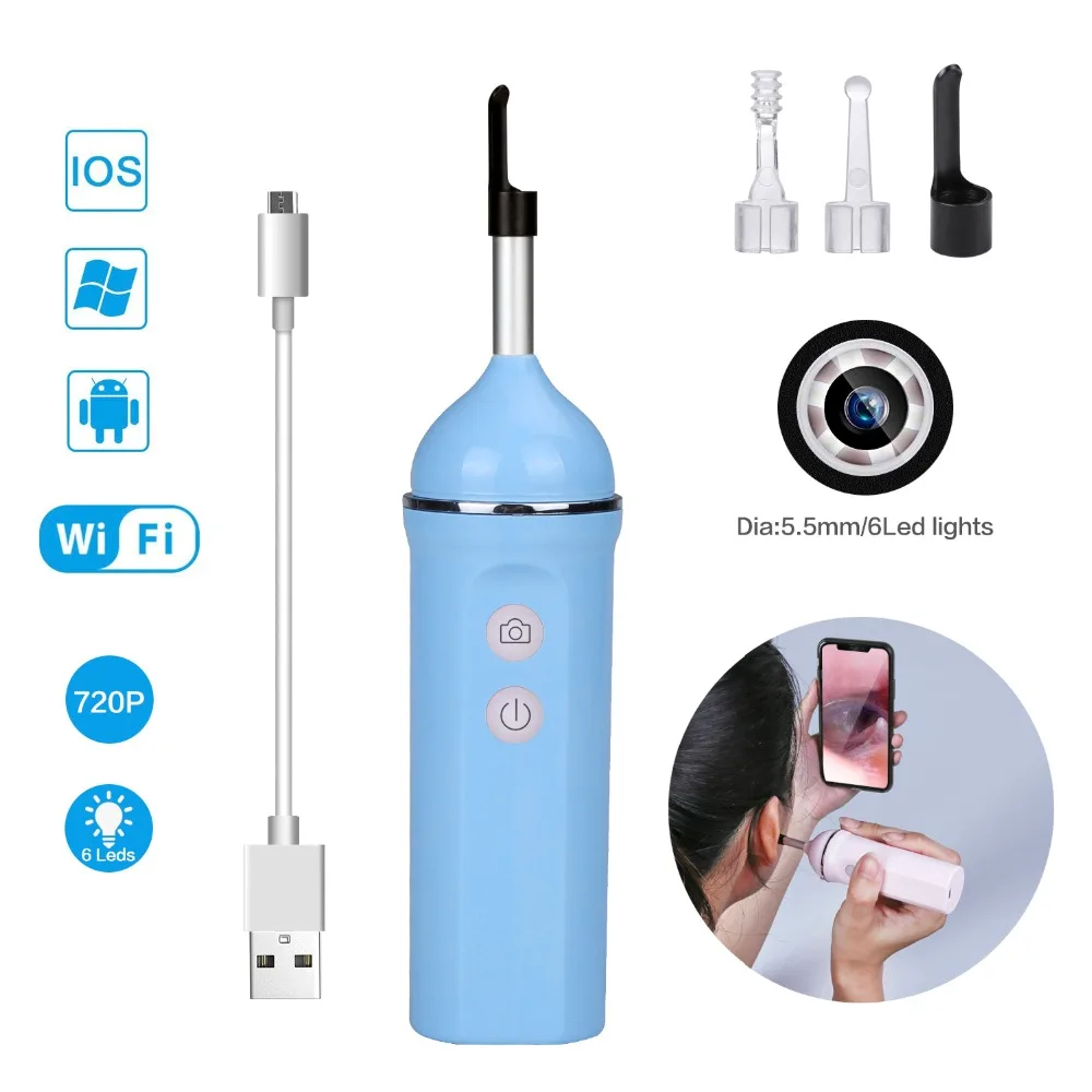 USB эндоскоп с ложкой для ушей и камерой поддержкой Wi Fi|Инструменты чистки ушей| |