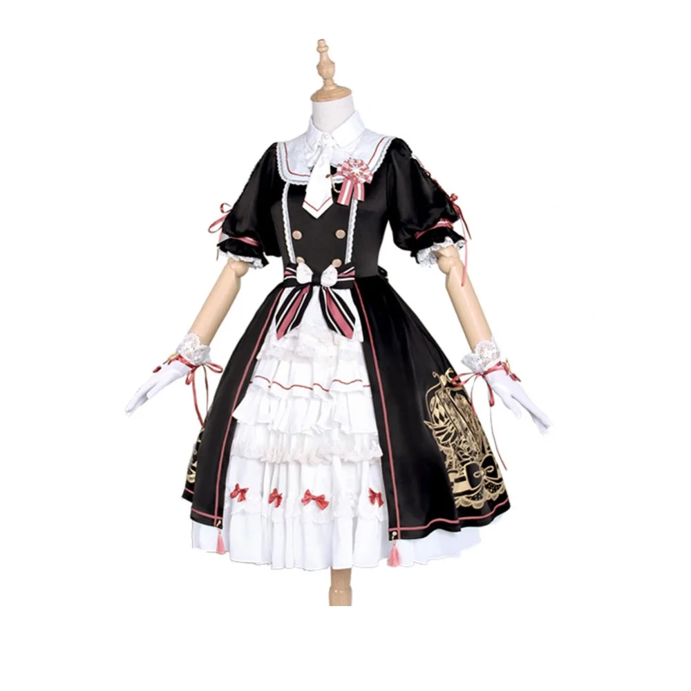 Бесплатная доставка карточка Captor sakura kinomoto косплей черное милое платье лолиты