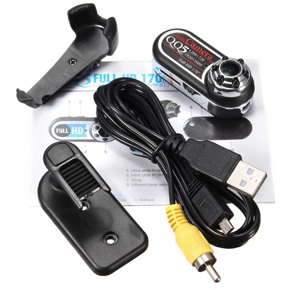 Mini QQ5 Camera Full HD 1080P Infrared Night Vision DV 720P Camcorder Webcam 170 Wide Angle Motion Detection cam | Электроника
