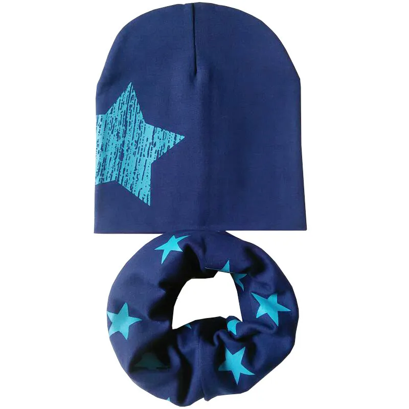 1 шт. модная хлопковая детская шапочка на осень-весну - Цвет: Star Navy blue B