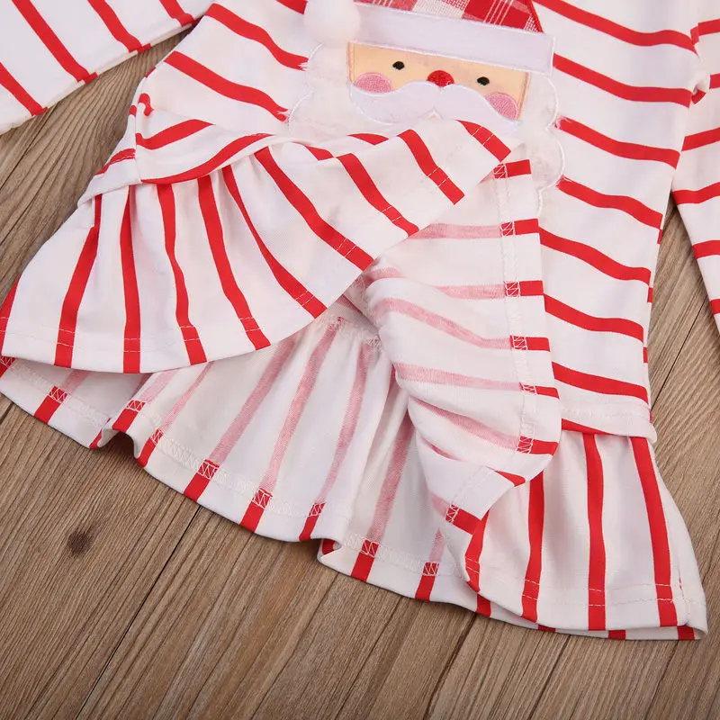 Baby Girl Long Sleeve Christmas Santa Claus Dress Striped 1-6Y | Детская одежда и обувь
