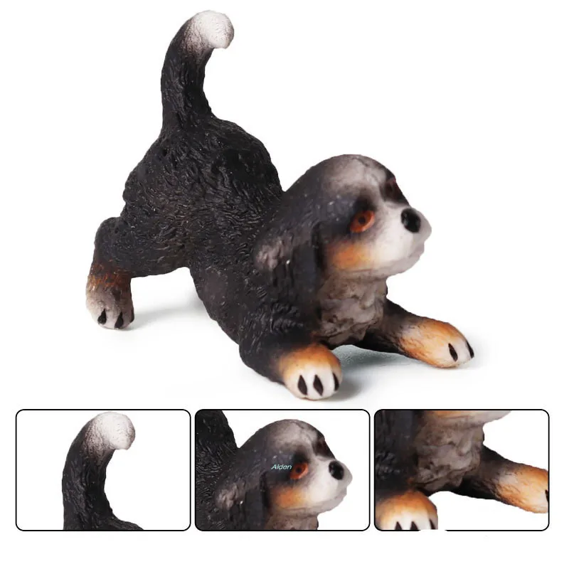 

2" Cute Puppy Statue Simulation Bernese Mountain Dog ABS Home Decor Birthday Gift Action Figure Collectible Model Toy 4CM B357