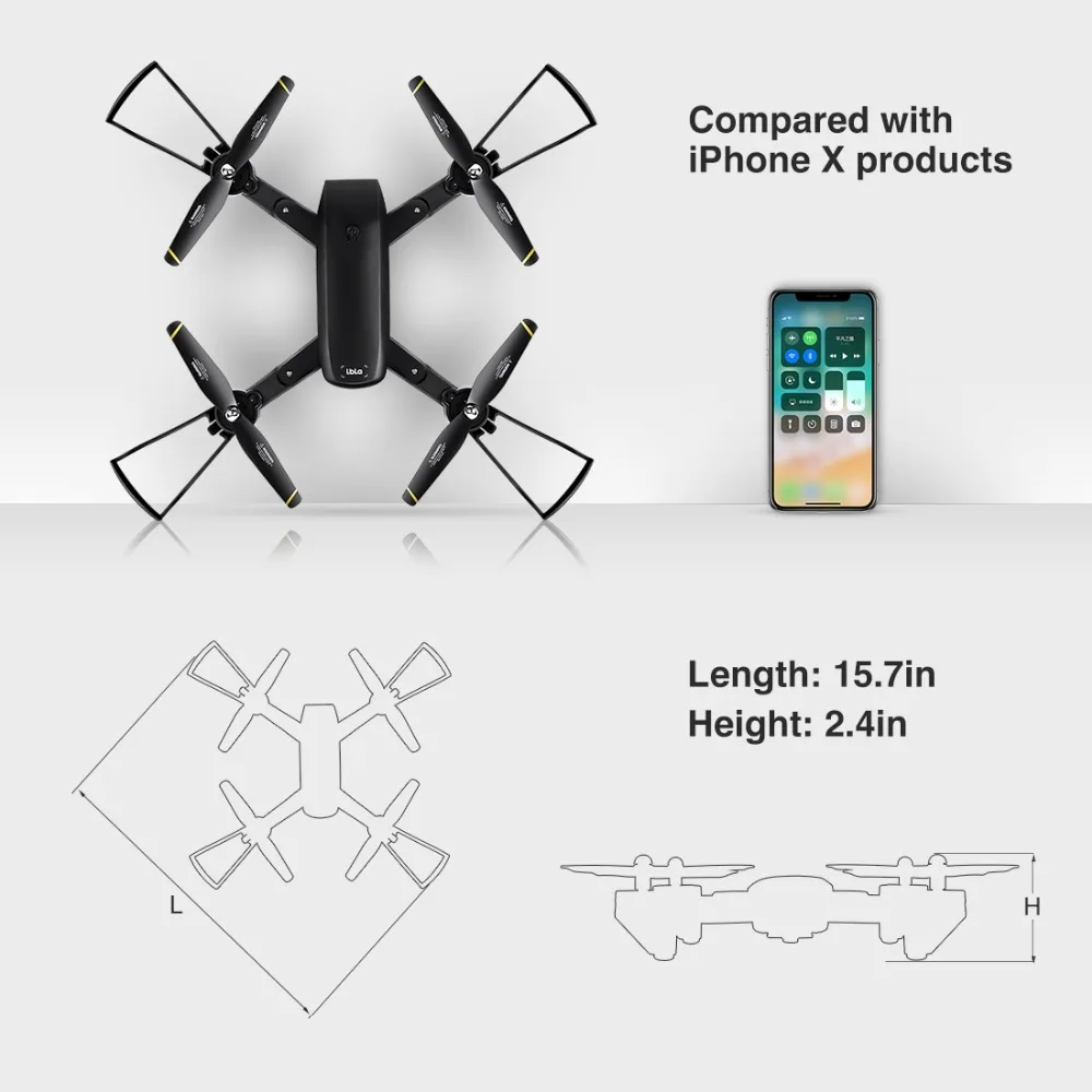 LBLA Drone with Camera WIFI FPV Quadcopter 720P HD Live Video Headless Mode 2.4GHz 4CH 6 Axis Gyro Foldable RTF | Игрушки и хобби