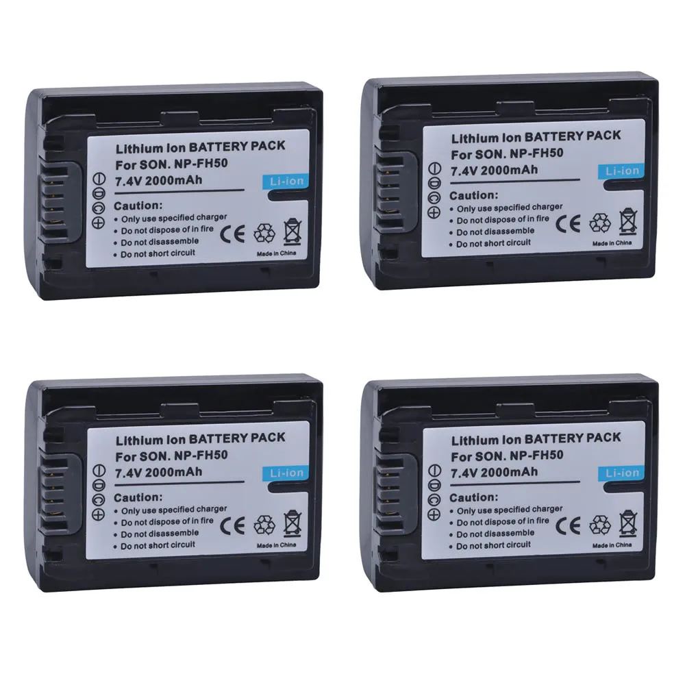 4Battery PowerTrust 2000 мА/ч, 1 шт. NP-FH50 NP FH50 Камера батареи для sony A230 A330 A290 A390 DSC-HX1 HX100 HX200 HDR-TG1E TG3 TG5 TG7 - Цвет: 4Battery
