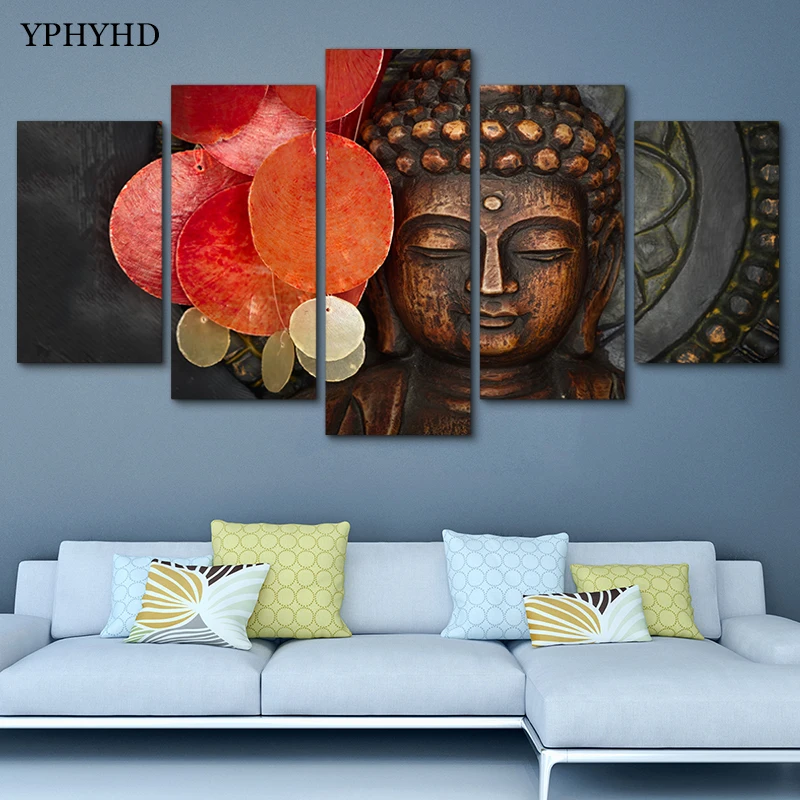 YPHYHD 5 шт. Холст Искусство Будда живопись картины для гостиной стены холст печать