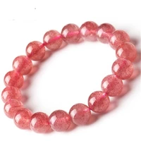 natural material energy stones rose strawberry quartz bracelets round beads bangle for pink women crystal jewelry love gift