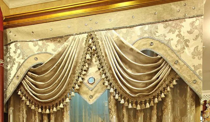 Gold Valance Роскошные вышитые цветы классическая золотая Мода горячая распродажа лучшие высококачественные модные роскошные занавески на заказ - Цвет: Gold Valance