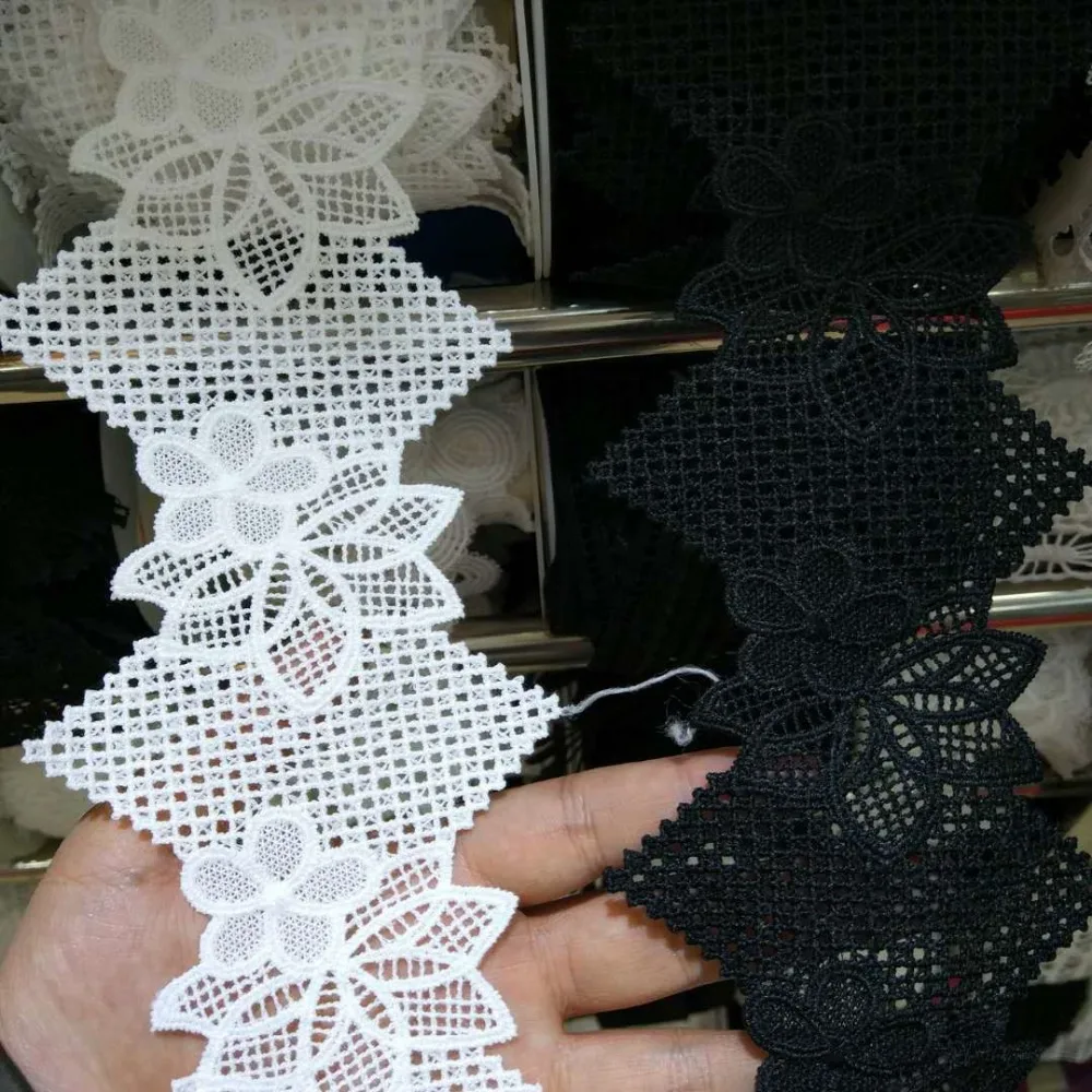 

New Arrival Black White Lace Fabric DIY Crafts Sewing Suppies Decoration Accessories For Garments Polyester Lace Trim 1yard