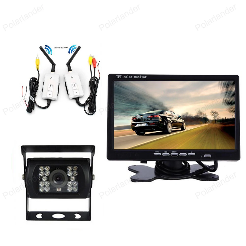 

Wireless Adapter Kit 7 Inch Car Video 3in1 2.4G For Truck Bus Vehicle With Rear View Camera Rearview Parking Monitor