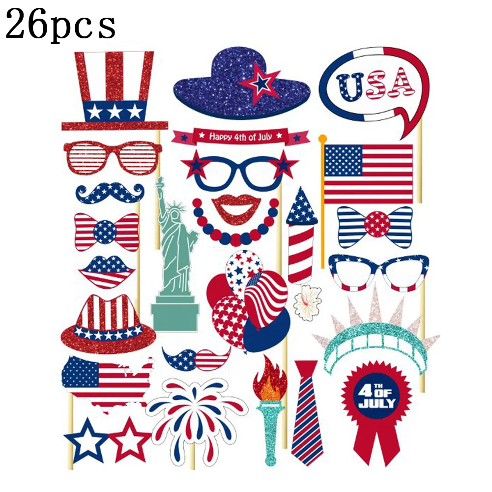 26 шт Photo Booth Реквизит DIY Kit День независимости США вечерние Декор Смешные Усы Photobooth