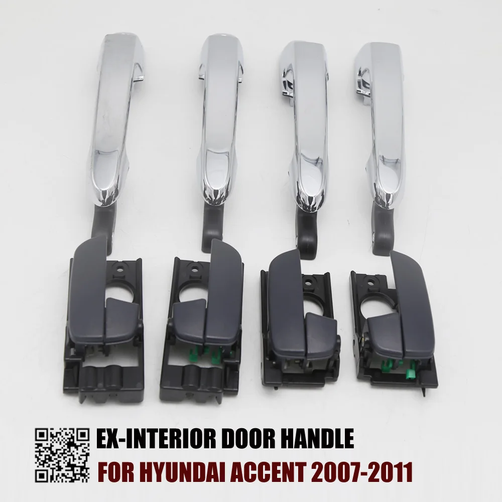 8 шт. Chrome внешний черный интерьер дверные ручки для Hyundai Accent 2007-2011 rl: 83650-1E000 RR: 83660-1E000 FL: 82650-1E000 FR: 8