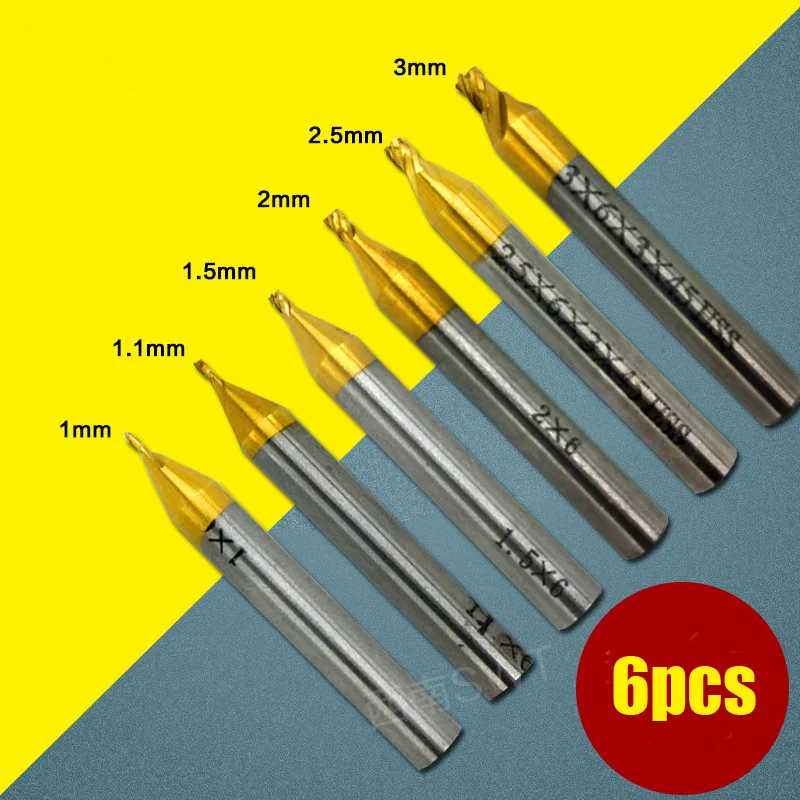 

6PCS Vertical key machine accessories with key machine drill with key machine milling cutter titanium plating milling cutter