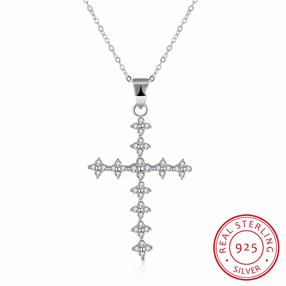 Cross shape full Zircon crystal s925 sterling silver necklaces pendants top quality fashion jewelry accessories necklace pendant |
