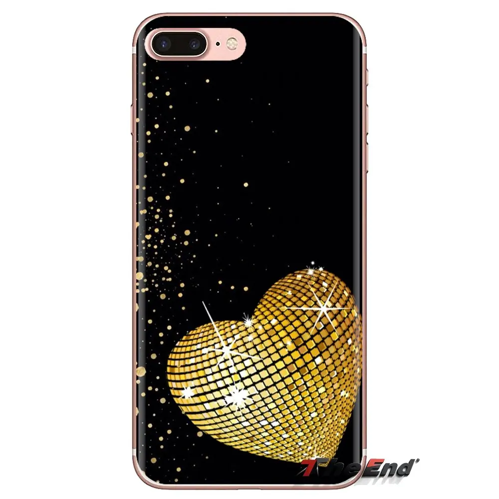 love Golden Heart Glitter Transparent Soft Shell Covers For iPod Touch Apple iPhone 4 4S 5 5S SE 5C 6 6S 7 8 X XR XS Plus MAX |