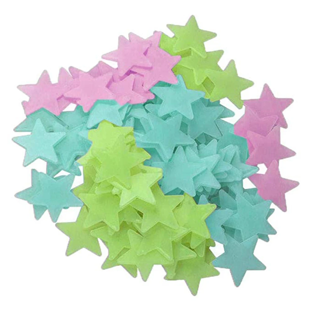 100Pcs 3cm Star Luminous Fluorescent Wall Stickers Home Kid Room Decoration | Дом и сад
