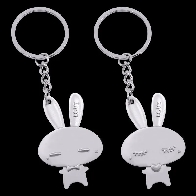 2 Piece Fashion Couple Key Chain Creative Animal Rabbit Pendant Alloy Men And Women Trend Gift Jewelry | Украшения и аксессуары