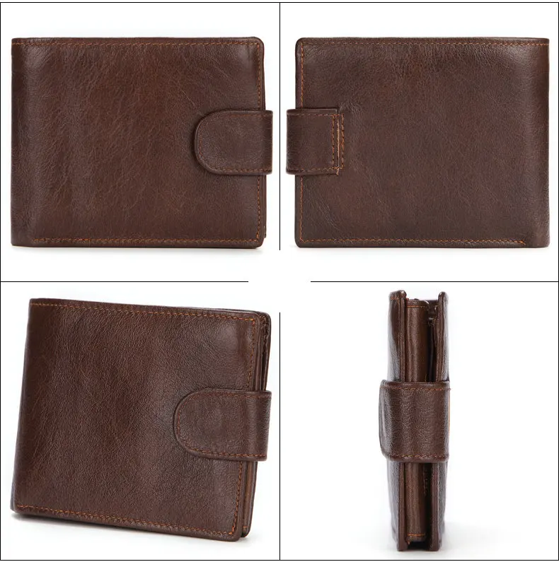 brown men wallet GENODERN кошелек с пряжкой для мужчин из натуральной кожи мужские кошельки Коричневый мужской кошелек держатель для карт - Цвет: brown men wallet