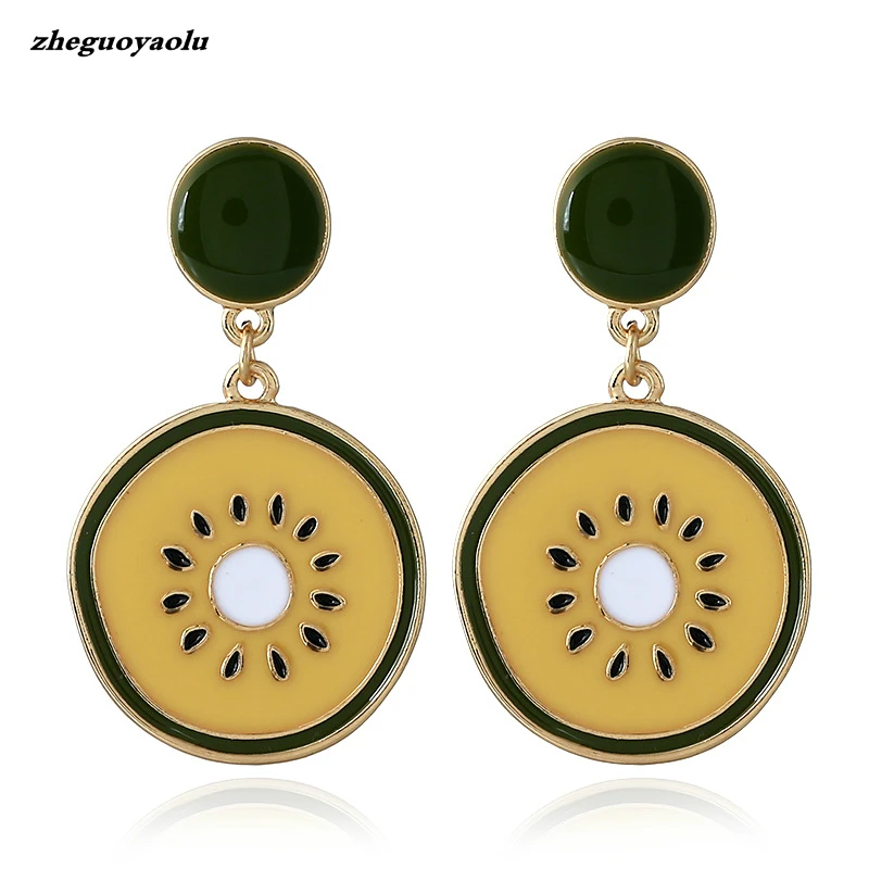 2017 элегантные милые висячие серьги с фруктами киви зеленые ювелирные изделия