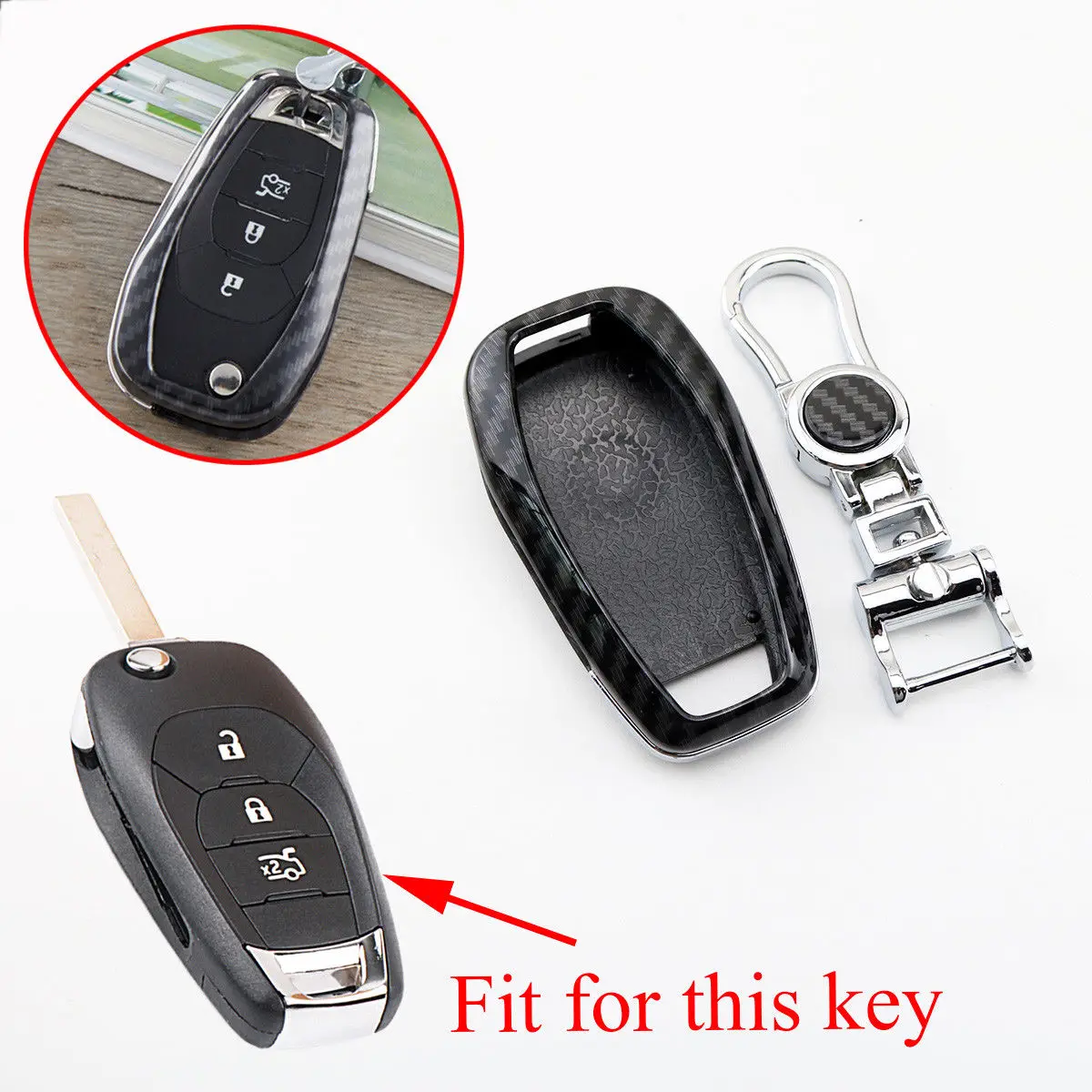 

Carbon Fiber Folding Key Shell Case Fob Bag Cover Fit For Chevrolet Cruze 2016 2017 2018 2019 2/3/4 Buttons Accessories