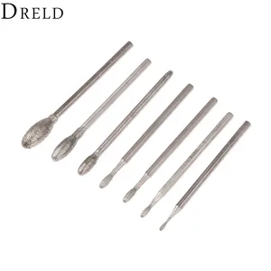 DRELD 7 шт. Dremel аксессуары овальные алмазные шлифовальные головки сверла 2,35 мм хвостовик нефрит резьба по камню полировка гравировальный инструмент