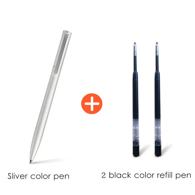 Sliver add 2 refill Xiaomi Mijia Серебристая золотая металлическая ручка шариковая ручка Mijia подписывающая ручка 0,5 мм PREMEC гладкая швейцарская сменная Металлическая черная - Цвет: Sliver add 2 refill