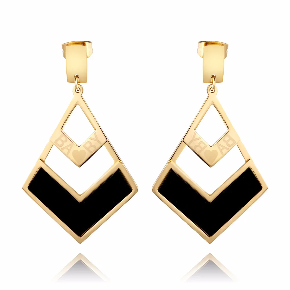 Earrings. Women's jewelry. Geometric type titanium earrings. Triangle Earrings accessories | Stud