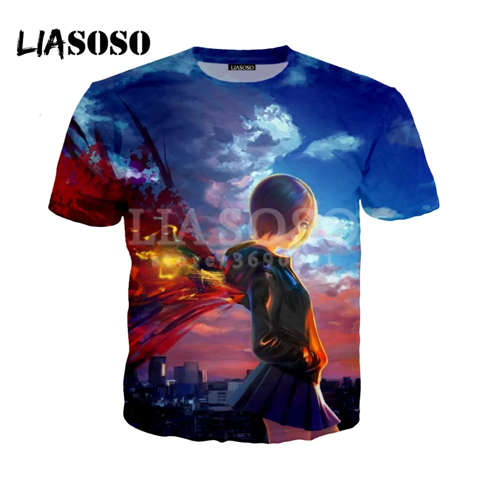 LIASOSO 2018 Женская и мужская футболка с 3D принтом Tokyo Ghoul Touka Kirishima летняя пуловер в