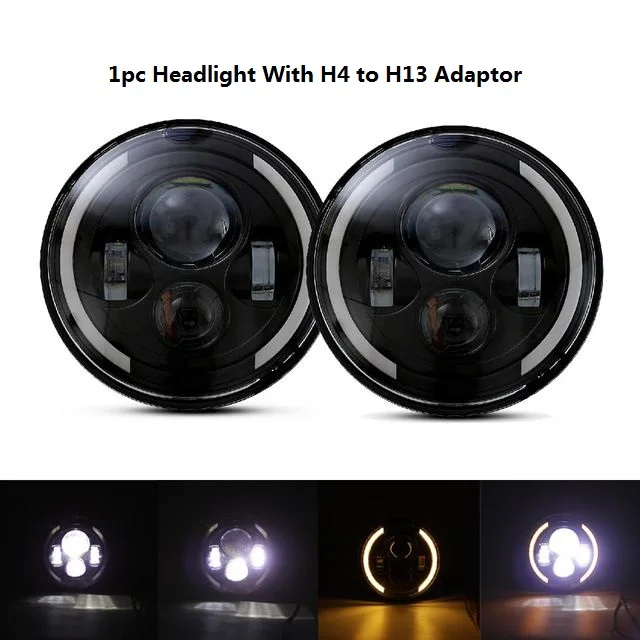 1pc Style 1 Auxmart " круглый 60 Вт светодиодный головной светильник s для Jeep CJ/Wrangler JK налобный светодиодный светильник для Land Rover Defender H4 H13 головной светильник s - Испускаемый цвет: 1pc Style 1