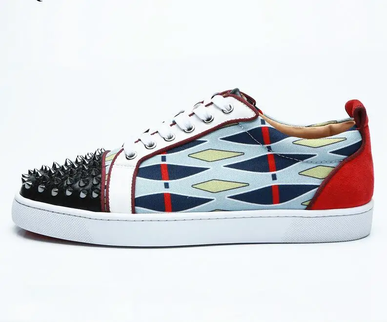 as pics Qianruiti/Мужская обувь для подиума; Chaussures Hommes; кроссовки с пэчворком; обувь на шпильке со шнуровкой; повседневная мужская обувь на плоской подошве с заклепками - Цвет: as pics