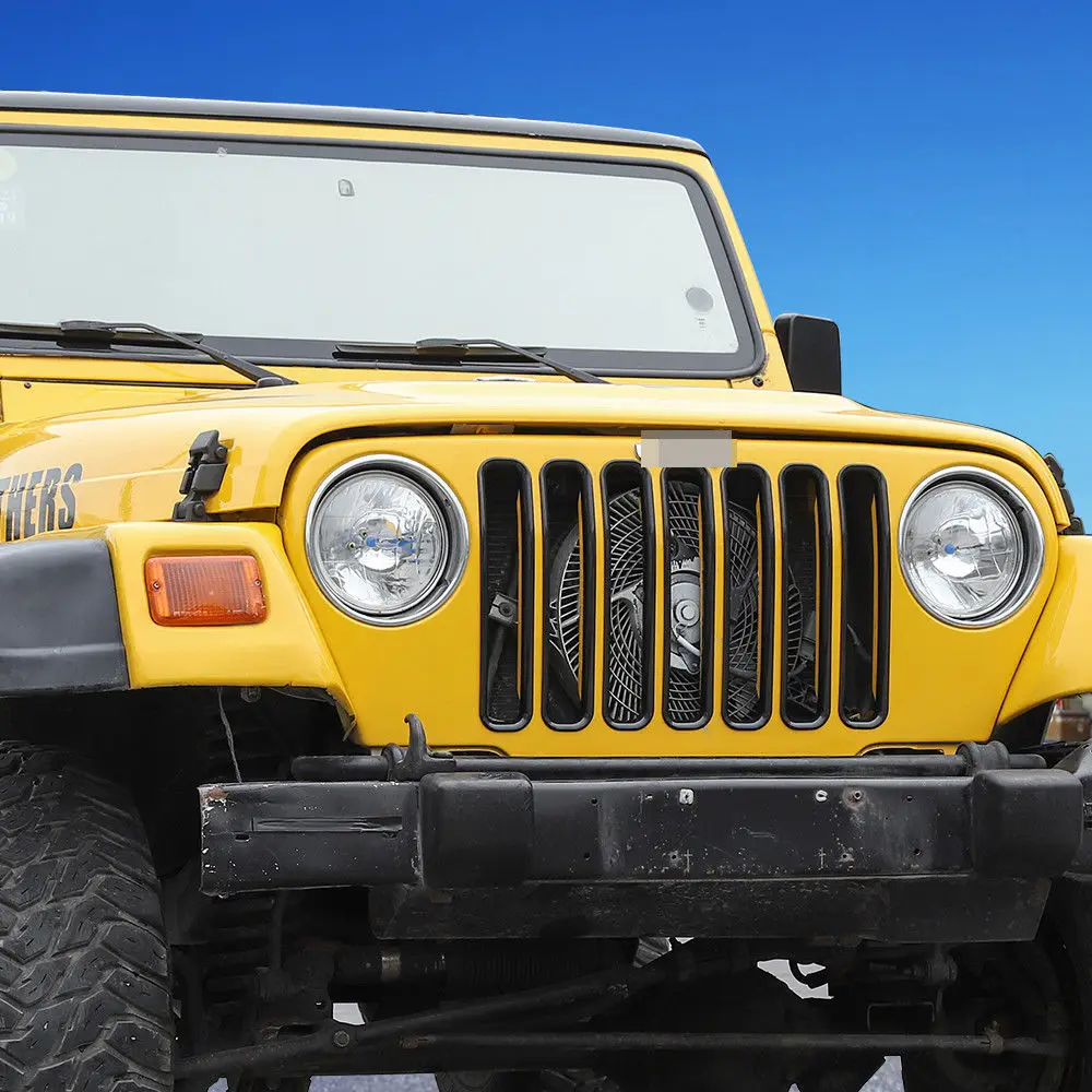 Черный Передний гриль Вставки Trims комплект подходит 1997-2006 для Jeep Wrangler TJ &amp Unlimited |