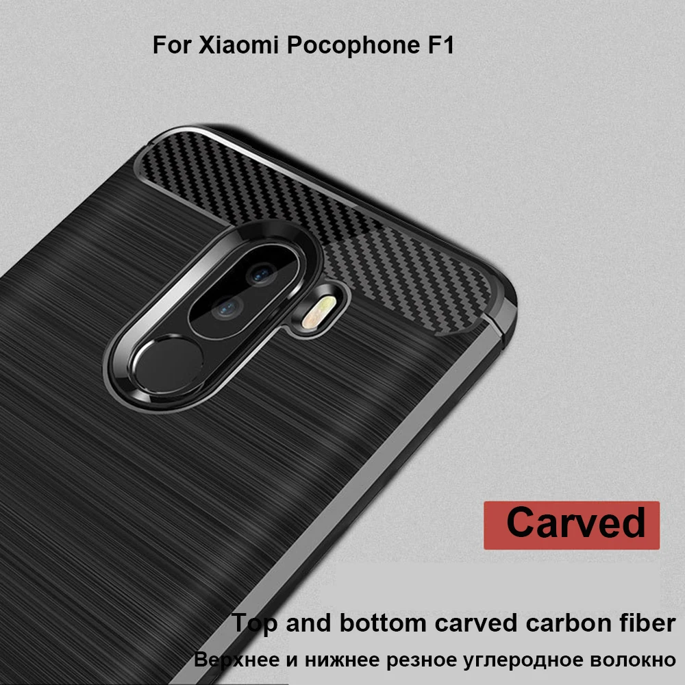 Suntaiho для Xiaomi Pocophone F1 чехол из углеродного волокна ударопрочный Задняя накладка