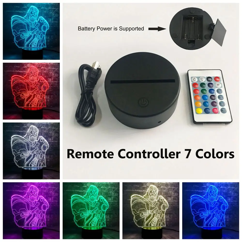 Remote 7 Color Креативный Lava фильм «мстители» Marvel Super Hero Thanos Body светодиодный Декор для комнаты мальчика 7 цветов USB зарядка Ночник подарок для друга - Испускаемый цвет: Remote 7 Color