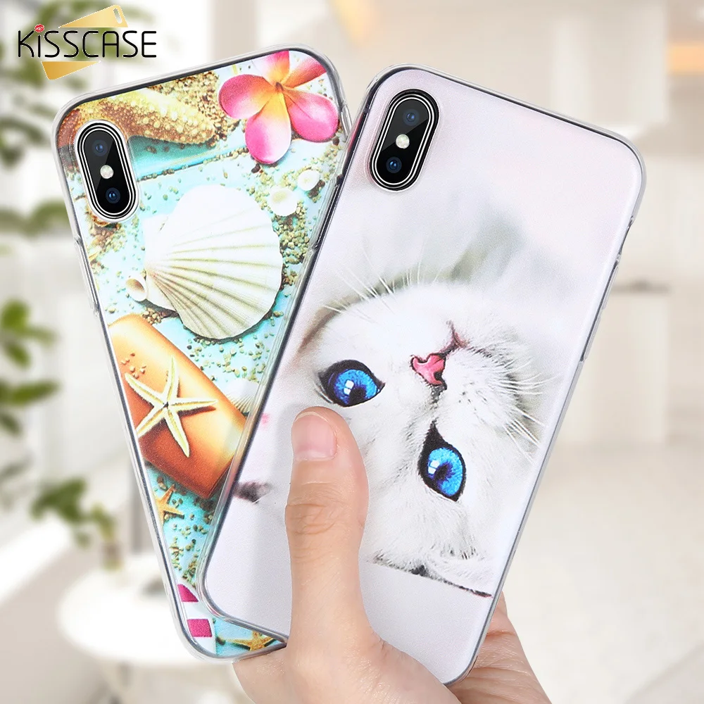 KISSCASE разноцветный окрашенный Телефон чехол для iPhone 7 X XR XS MAX мягкие чехлы из ТПУ 8 6