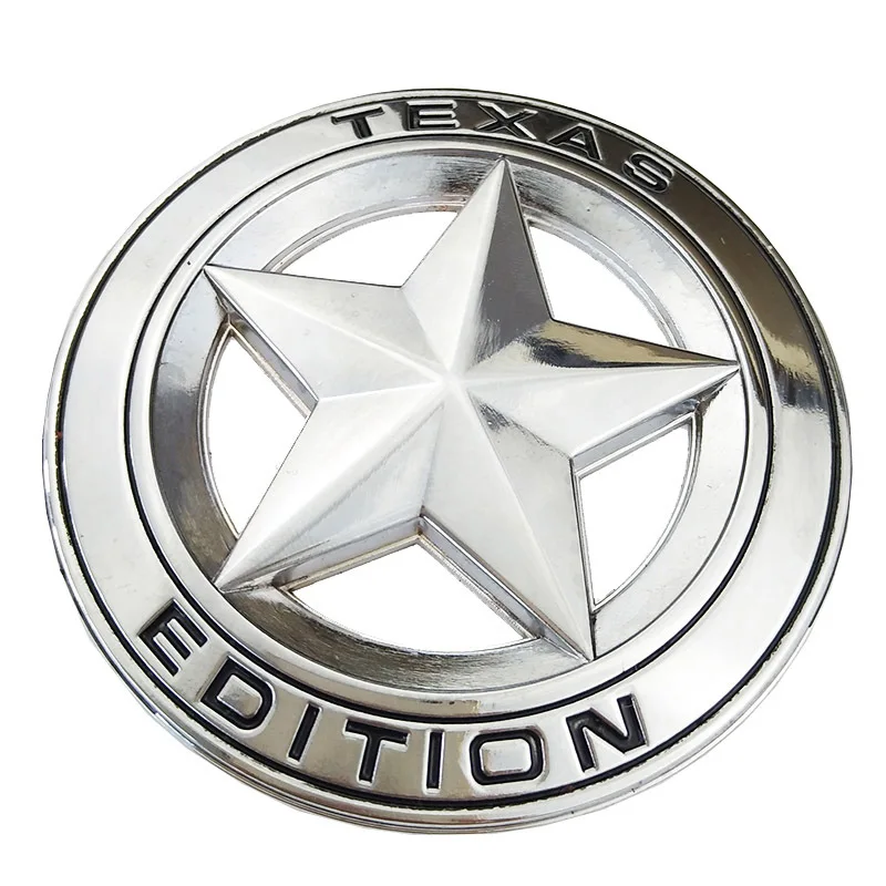 Серебристый Металлическая Эмблема «Texas Edition», щит, пентаграмма, 3D эмблема, значок, автомобильный крыло, боковой хвост, наклейка на тело для JEEP Wrangler Liberty Grand Cherokee - Название цвета: Серебристый