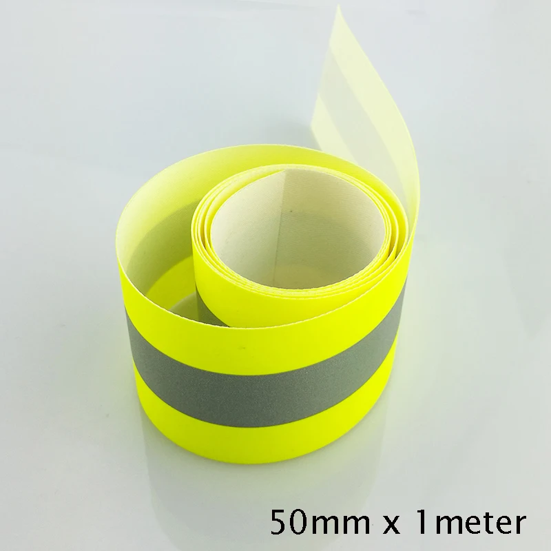 

50mm (2") x1meter Fluorescein Yellow Reflective Flame Retardant Fabric Material Sew On Tape