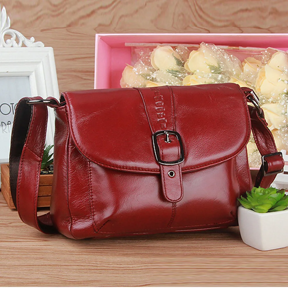 Женский кошелек из натуральной кожи роскошный мессенджер на ремне с пряжкой