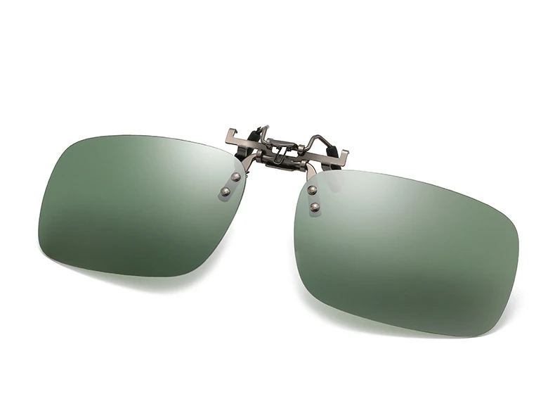 Gray Green Lens Мужские поляризованные солнцезащитные очки с металлическими клипсами, женские квадратные оправы, откидные солнцезащитные очки с линзами, мужские очки с клипсами, uv400, высокое качество - Цвет линз: Gray Green Lens