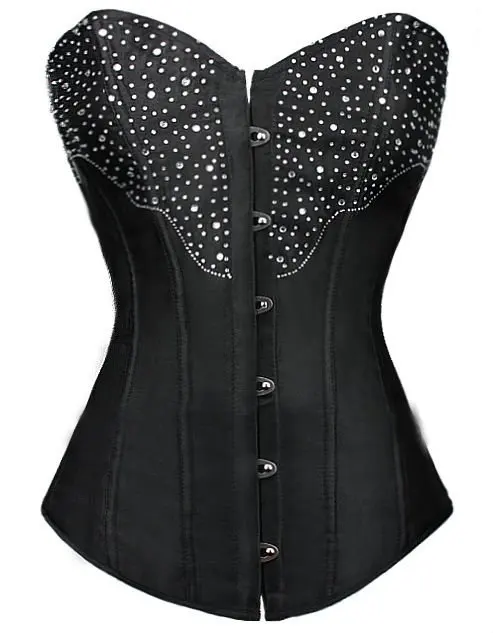 

dropship accept 2016 new corset inlay shining jewel and shining diamond sexy overbust corset w3123