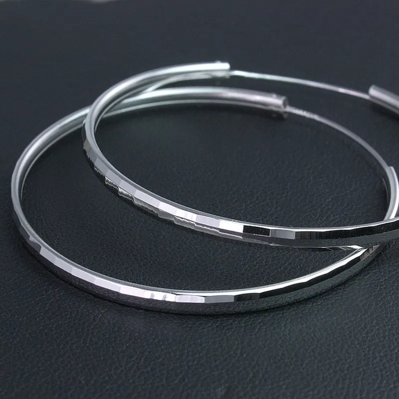 Серьги-кольца из серебра 925 пробы большие круглые серьги для женщин украшения