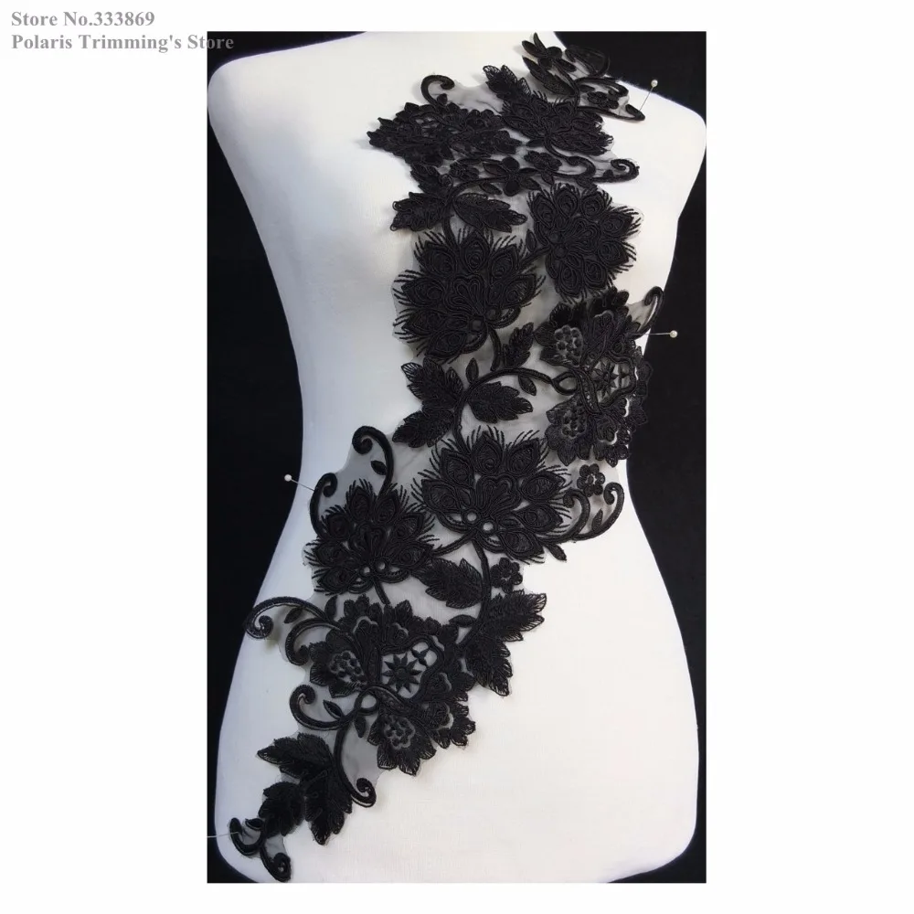 New Black Flower Embroidery Lace Appliques Collars Neckline Dance Dress Costume Decorating Garment Clothing Accessories PBNC118A | Дом и сад