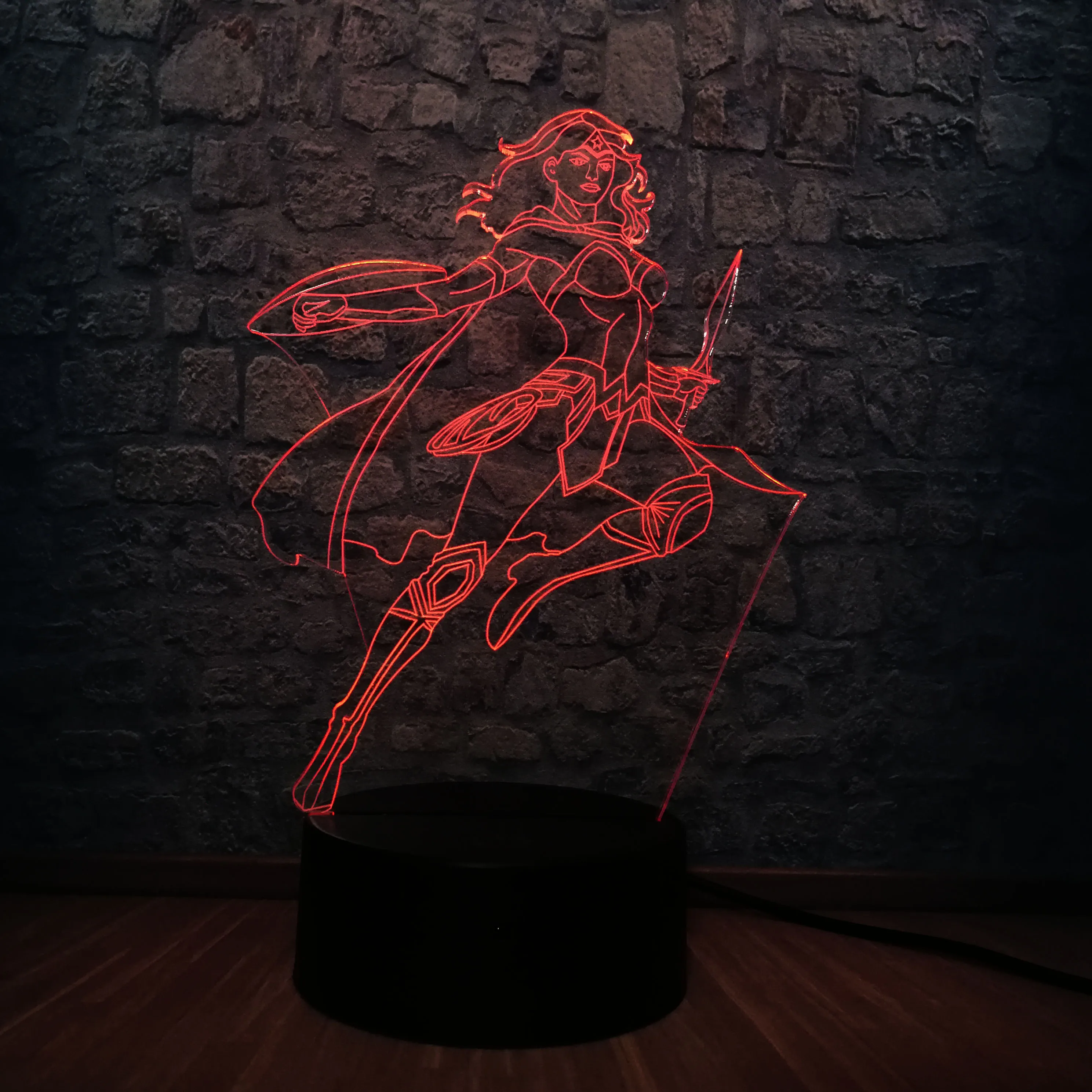 3D Светодиодная лампа Wonder Woman DC спальный стол ночной Светильник RGB Blub 7 цветов