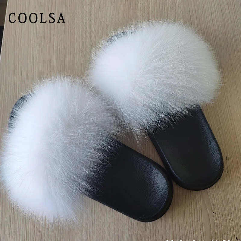 Coolsa/Лидер продаж; летние женские меховые тапочки; шлепанцы без задника с натуральным лисьим мехом; Дизайнерская обувь на плоской подошве; пушистые плюшевые туфли; женские комнатные тапочки; милые меховые тапочки; Pantufa