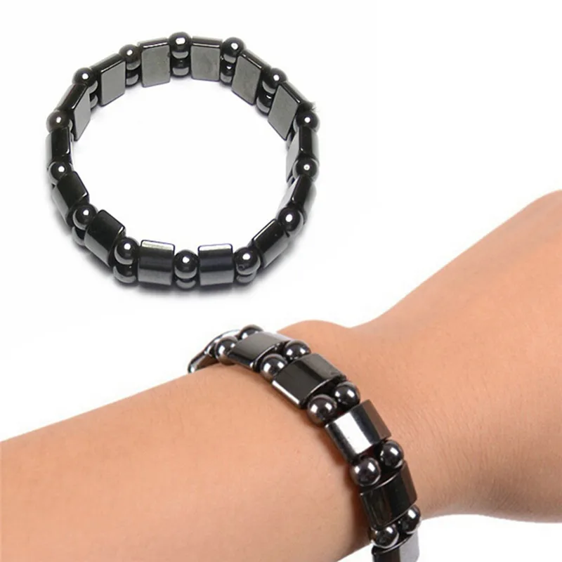 

Hot Selling Unisex Weight Loss Round Black Stone Magnetic Therapy Bracelet Health Care Magnetic Hematite Stretch Bracelets New